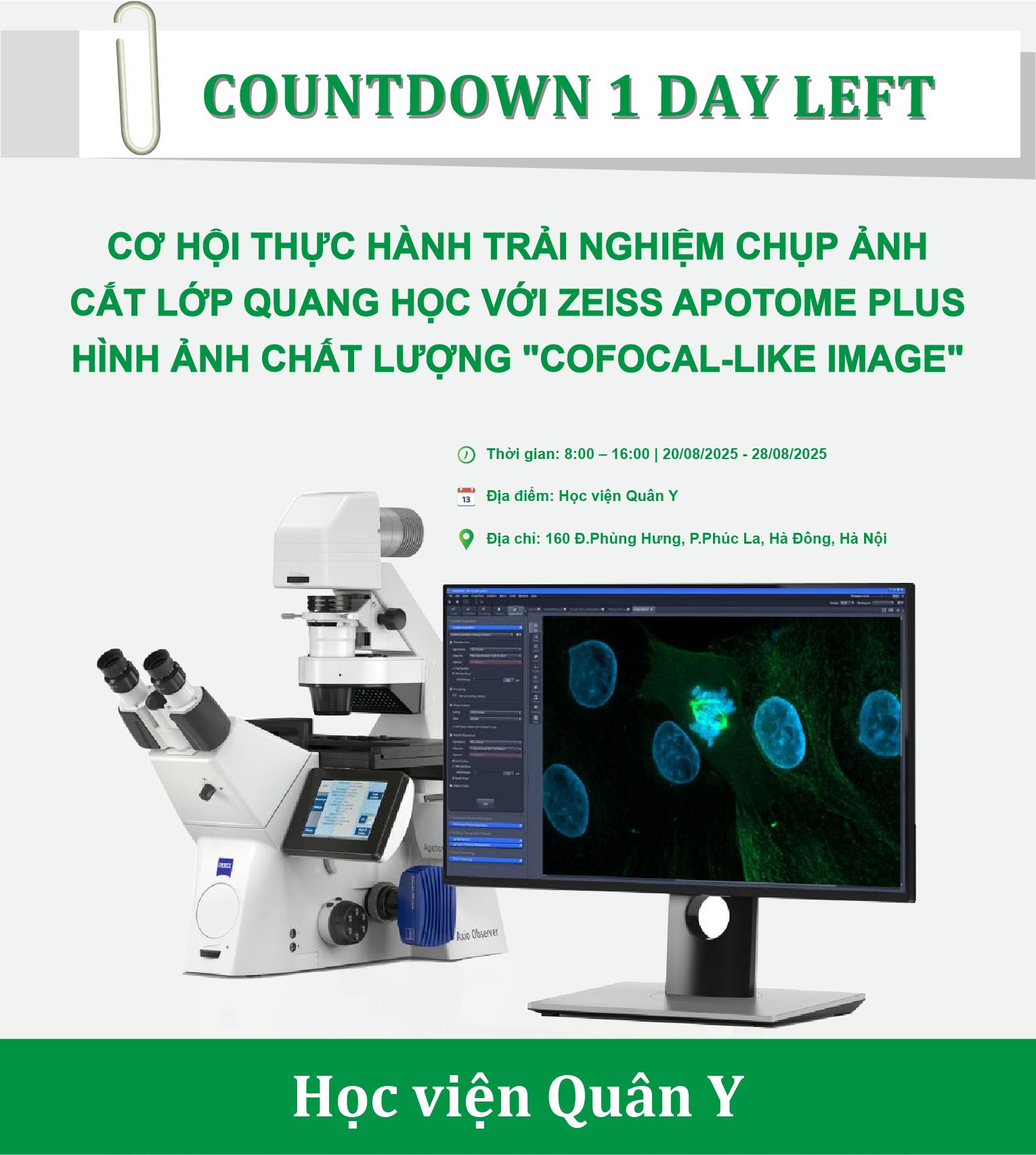 CƠ HỘI TRẢI NGHIỆM THỰC HÀNH SOI MẪU TẠI HỌC VIỆN QUÂN Y
