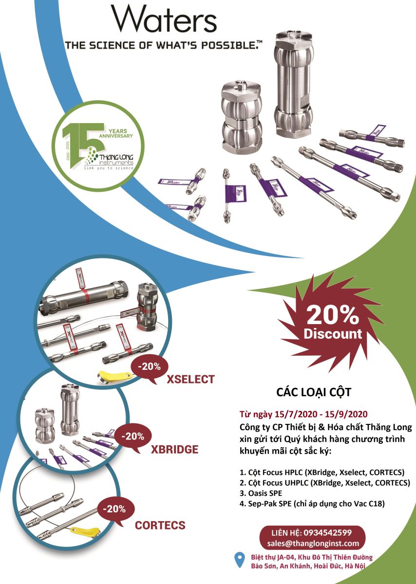 Chương trình khuyến mại Cột sắc ký: Giảm giá 20%